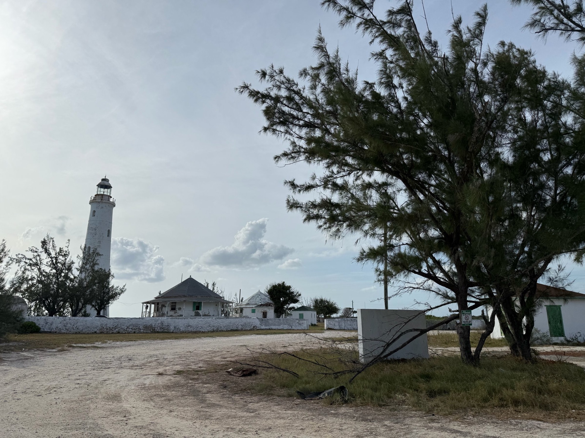 Great Inagua Lighthouse near Matthew Town, with its keeper’s buildings.