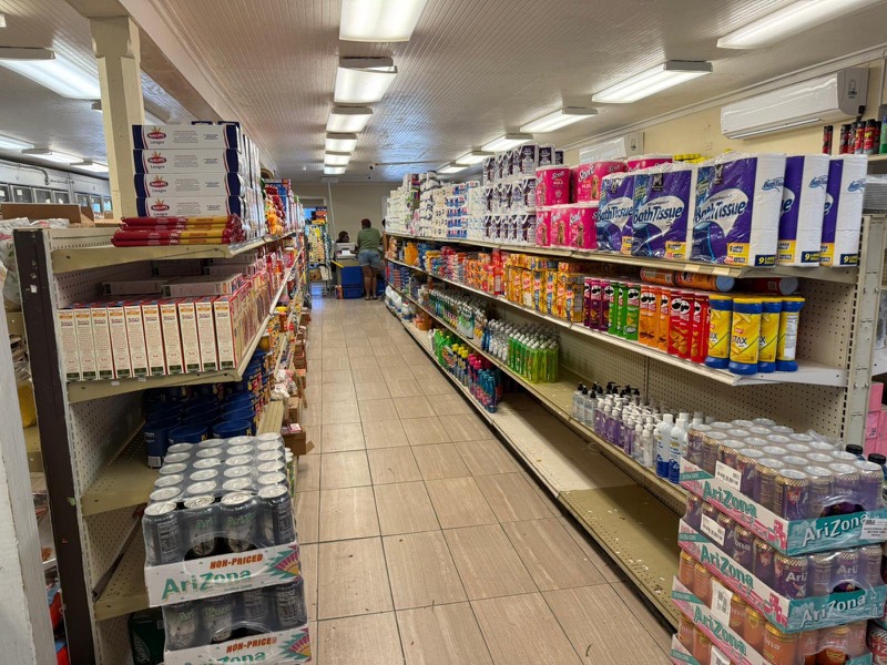 Stocked aisles inside the Inagua General Store in Matthew Town.